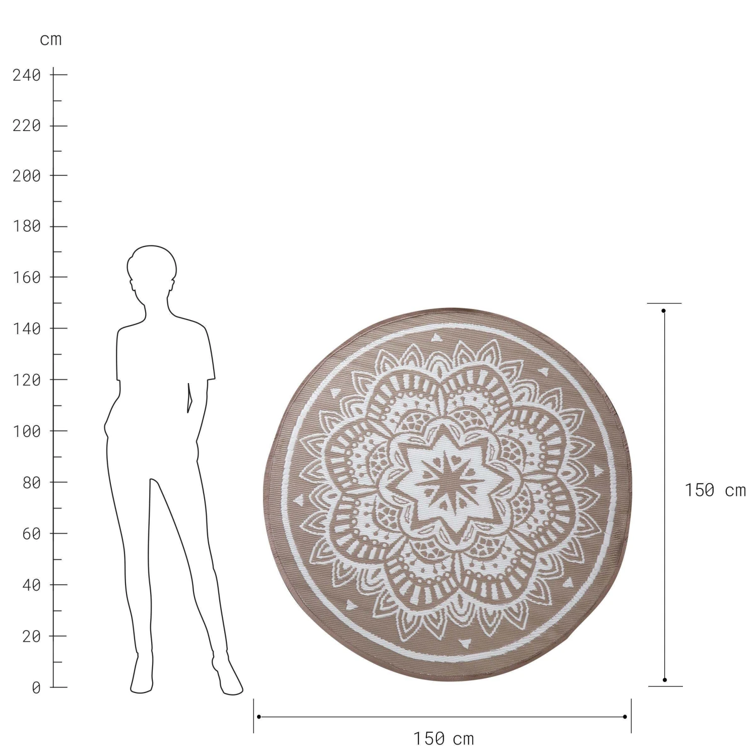 In- & Outdoor-Teppich Flora Ø150cm COLOUR CLASH In Natur-Weiß 6 In- & Outdoor-Teppich Flora Ø150cm COLOUR CLASH In Natur-Weiß – Bild 4