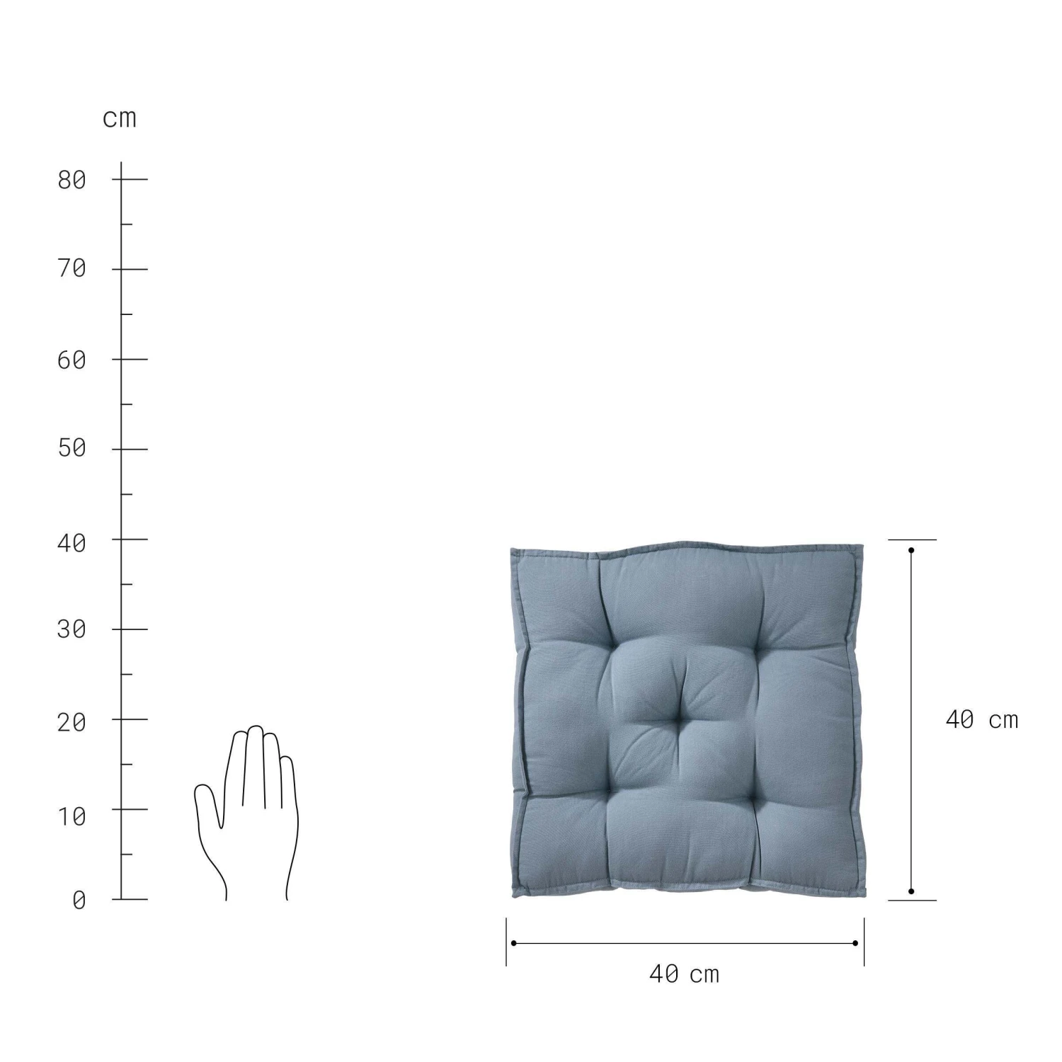 Sitzkissen L 40 X B 40cm SOLID In Blau 6 Sitzkissen L 40 X B 40cm SOLID In Blau – Bild 4