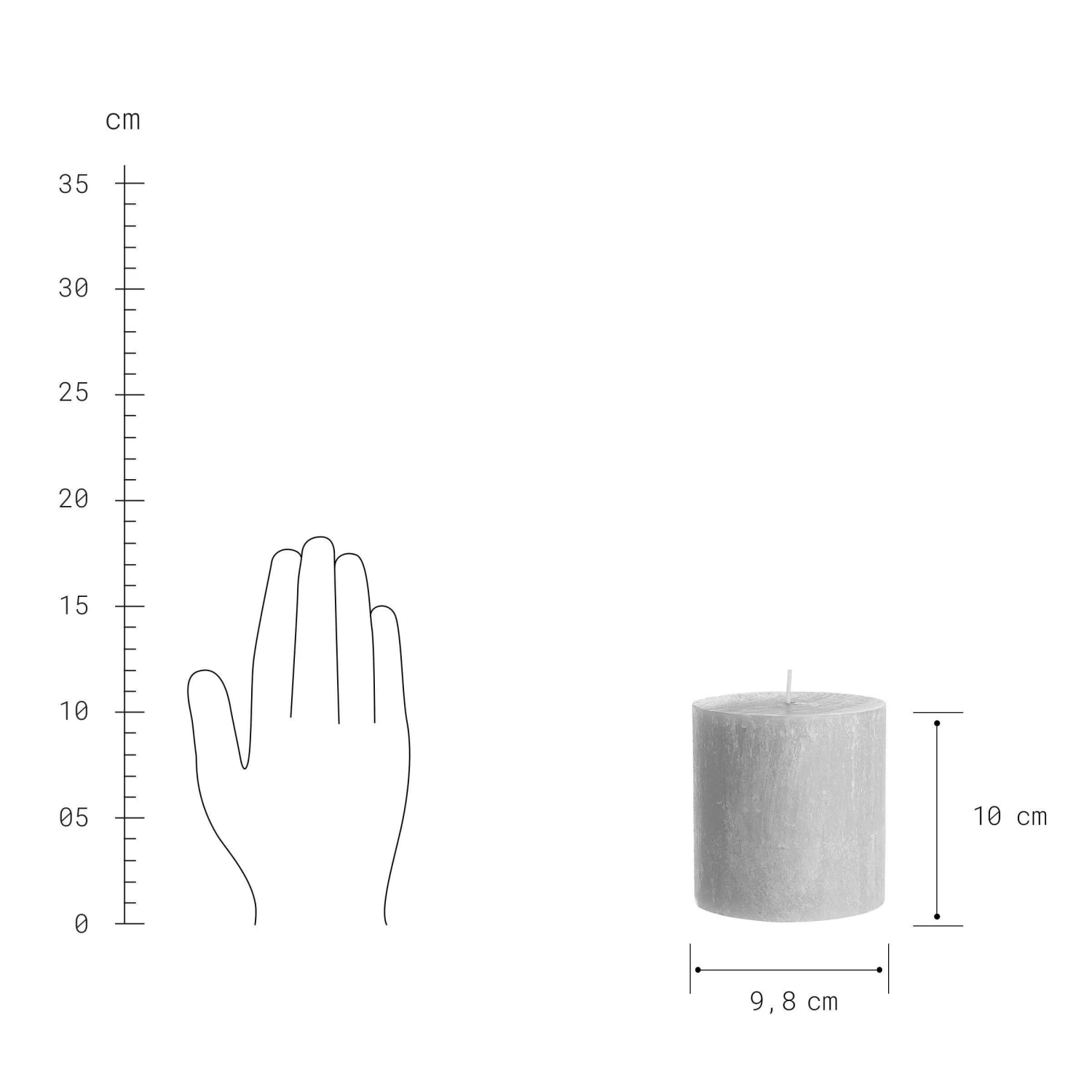 Stumpenkerze Höhe 10cm RUSTIC In Grau 5 Stumpenkerze Höhe 10cm RUSTIC In Grau – Bild 3